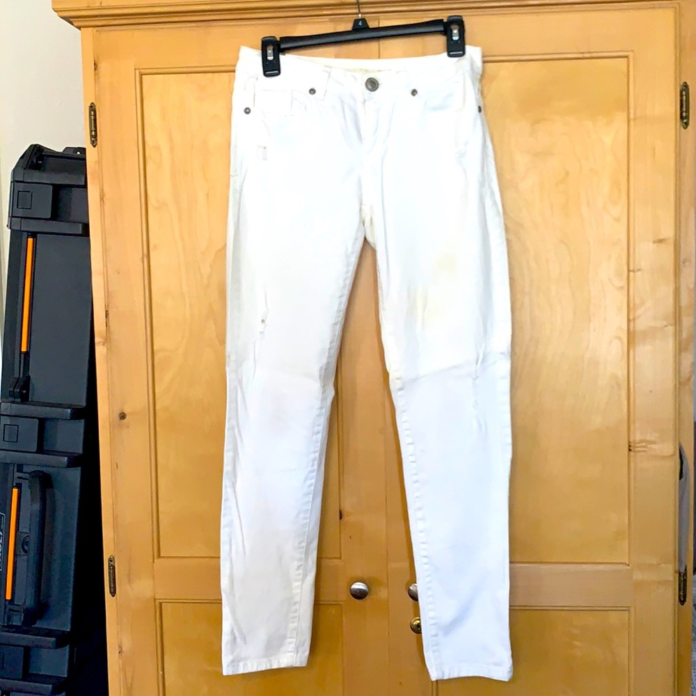 White distressed jeans.